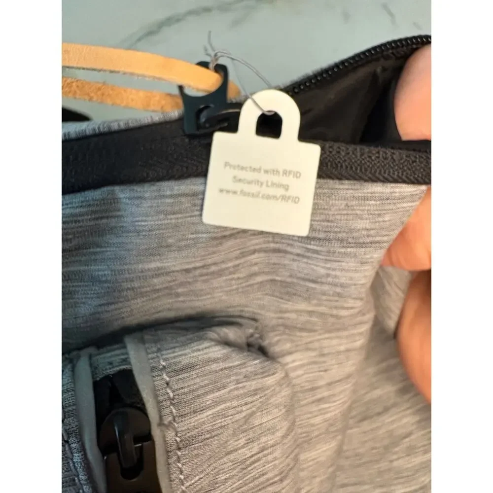 NWT Fossil Gray Estate Backpack RFID Protection Zip Pouch Minimalist Tech Style